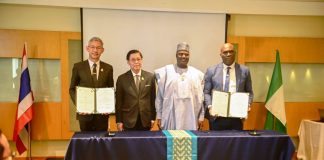 The Minister of State for Agriculture and Food Security and Supervising Minister of Cooperative Affairs, Sen Dr Aliyu Sabi Abdullahi during the signing ceremony.