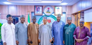 COURTESY VISIT BY THE KEBBI STATE GOVERNMENT (L–R) Chief Press Secretary to the Kebbi State Government, Ahmed Idris; Special Adviser, New Media, Aliyu Bandado; Special Adviser, Strategic Communication, Abdullahi Zuru; Honourable Minister of Information and National Orientation, Mohammed Idris, fnipr; Honourable Commissioner for Information, Kebbi State, Yakubu Ahmed; Special Adviser, Public Enlightenment, Ibrahim Jambali; and Special Adviser, Media and Publicity, Yahaya Sarki, during a courtesy visit by the Kebbi State Government delegation to the Honourable Minister on August 12, 2026, in Abuja. Photo: Khalid Ahmed/FMINO.