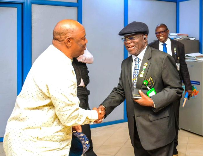 Transportation Ministry, NJI Strengthen Collaboration The Permanent Secretary, Federal Ministry of Transportation, Engr. Funsho Adebiyi, FNSE, (left) warmly receives the Administrator/Chief Executive, National Judicial Institute (NJI), *Hon. Justice Babatunde Adejumo,* OFR, (Rtd) in his office.