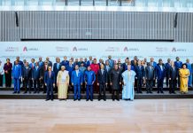 President Tinubu Takes Fight Against Xenophobic, Afrophobic Attacks In S’Africa To AU Vice President Kashim Shettima (4th from left, middle row) in the company of other heads of state and delegations at the 21st Extraordinary Session of the Assembly of the African Union in Luanda, Angola on Sunday, 30-08-2026.