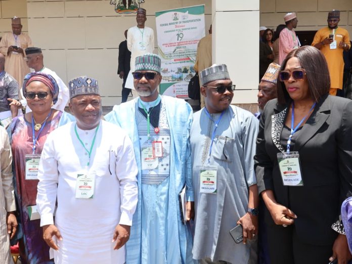 Permanent Secretary of The Federal Ministry of Transportation Engr Funsho Adebiyi, pictured with Prof. Umar Adam Katsayal and other delegates. 