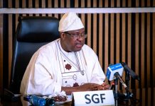 The Chairman of the Committee and Secretary to the Government of the Federation, Sen. George Akume, CON, inaugurating the National Steering Committee for the Lagos International Financial Centre (LIFC) on Wednesday, 2nd September, 2026 in Abuja. 