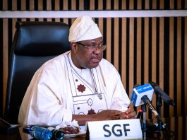 The Chairman of the Committee and Secretary to the Government of the Federation, Sen. George Akume, CON, inaugurating the National Steering Committee for the Lagos International Financial Centre (LIFC) on Wednesday, 2nd September, 2026 in Abuja. 