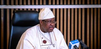 The Chairman of the Committee and Secretary to the Government of the Federation, Sen. George Akume, CON, inaugurating the National Steering Committee for the Lagos International Financial Centre (LIFC) on Wednesday, 2nd September, 2026 in Abuja. 