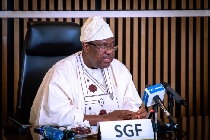 The Chairman of the Committee and Secretary to the Government of the Federation, Sen. George Akume, CON, inaugurating the National Steering Committee for the Lagos International Financial Centre (LIFC) on Wednesday, 2nd September, 2026 in Abuja. 
