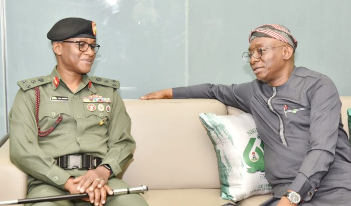 Right: Director-General/CEO, Bureau of Public Procurement (BPP), Dr. Adebowale A. Adedokun, FCIPS Interacting with his NYSC counterpart, Brig-Gen. Olakunle Oluseye Nafiu during his visit to the BPP in Abuja