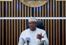 Secretary to the Government of the Federation (SGF) Sen. George Akume CON speaking to the Executive Vice Chairman/CEO of NASENI Khalil Suleiman Halilu and the Winners of NASENI Innovation Assessment and Award Competition in his office in Abuja on Tuesday, 8th September, 2026.