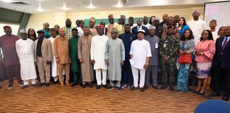8th-R: The Honourable Chairman of RMAFC, Dr. Mohammed Bello Shehu OFR, and other stakeholders during the engagement.