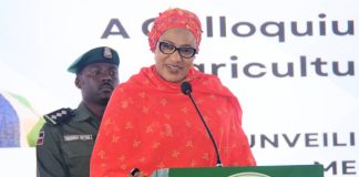The Representative of the First Lady and Vice President’s Wife, Hajiya Nana Shettima, Minister of Agriculture and Food Security, Sen Abubakar Kyari and other stakeholders during the official unveiling of AGRI360 Mechanization Training Initiative.