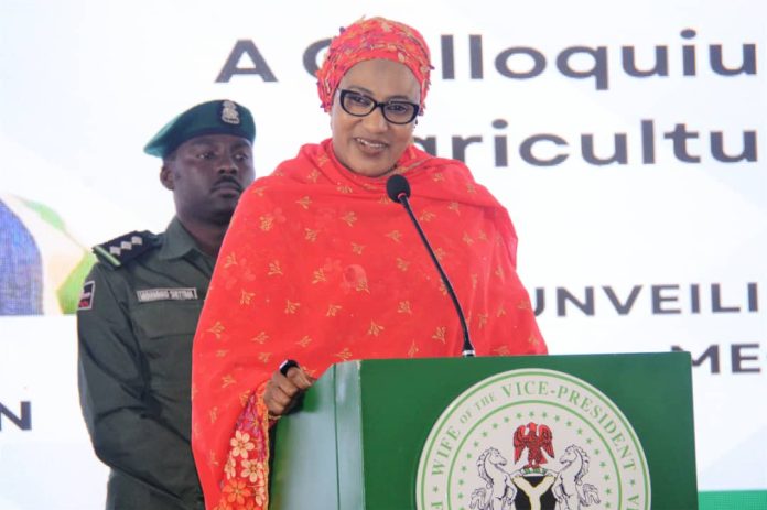 The Representative of the First Lady and Vice President’s Wife, Hajiya Nana Shettima, Minister of Agriculture and Food Security, Sen Abubakar Kyari and other stakeholders during the official unveiling of AGRI360 Mechanization Training Initiative.
