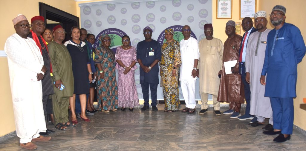 L-R; The Ag. National Coordinator/CEO of the SERVICOM Office, Mrs. Helen Lawal (9th) and the Managing Director/CEO of the Nigerian Electricity Management Services Agency (NEMSA) (10th) in a group photograph with management teams of SERVICOM and NEMSA during the official courtesy visit on Tuesday, 9th September, 2026.