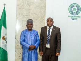 L- R: The Managing Director/CEO, North-West Development Commission, Prof. Shehu Abdullahi Ma’aji with the Chairman, Kano State Multi-Agency Task Force on Drug Abuse and Illicit Practices, Barrister Muhiyi Magaji Rimingado during a courtesy visit in Kano.