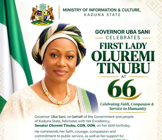 Governor Uba Sani Felicitates First Lady Oluremi Tinubu At 66