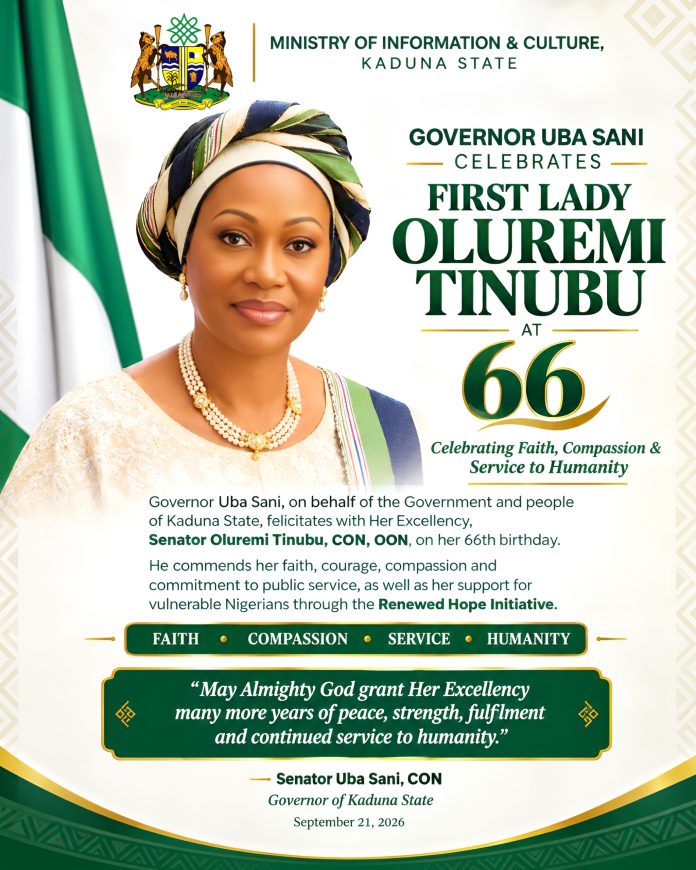 Governor Uba Sani Felicitates First Lady Oluremi Tinubu At 66
