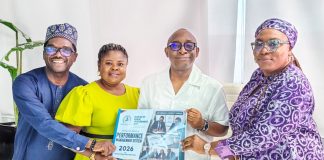 The Director-General/CEO, Bureau of Public Procurement (BPP), DR. Adebowale A. Adedokun, FCIPS receiving the PMS Document from the OHCSF Delegation.