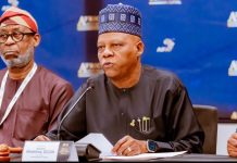 Vice President Senator Kashim Shettima declaring the Third Africa Minerals Strategy Group High-LeveL Roundtable open in New York, United States on Monday. With him is Solid Minerals Minister and AMSG Chairman, Dele Alake