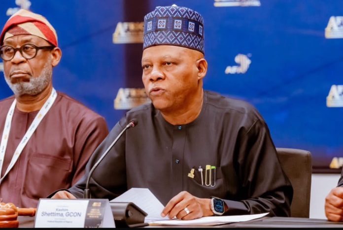 Vice President Senator Kashim Shettima declaring the Third Africa Minerals Strategy Group High-LeveL Roundtable open in New York, United States on Monday. With him is Solid Minerals Minister and AMSG Chairman, Dele Alake