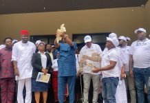 Chief of Staff Government House Hon Johnson Erijo Who Represented Delta State Governor His Excellency Rt Hon. Sheriff Oborevwori , Releasing Pigeons As Symbol Of Peace To Mark The Event