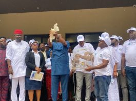 Chief of Staff Government House Hon Johnson Erijo Who Represented Delta State Governor His Excellency Rt Hon. Sheriff Oborevwori , Releasing Pigeons As Symbol Of Peace To Mark The Event