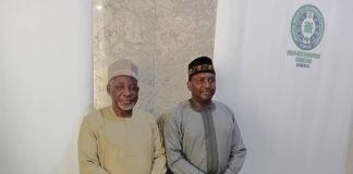 The MD/CEO North- West Development Commission (L) with the Provost, Rabi'u Musa Kwankwaso College of Education Tudun Wada, Kano, during a courtesy visit to the Commission Headquarters in Kano.