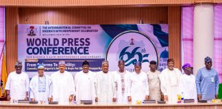 *WORLD PRESS CONFERENCE FOR NIGERIA’S 66TH INDEPENDENCE ANNIVERSARY* The Secretary to the Government of the Federation, Senator George Akume, CON, and the Honourable Minister of Information and National Orientation, Mohammed Idris, fnipr, joined other members of the Federal Executive Council and dignitaries at the World Press Conference organised to commemorate Nigeria’s 66th Independence Anniversary on September 24, 2026, in Abuja. Photo: Khalid Ahmed/FMINO.