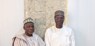 The Managing Director North-West Development Commission, Prof. Shehu Abdullahi Ma’aji (L) with the Founder/Chief Executive Officer, Global Chemical Security and Safety, Dr. Mustapha Tijani Usman during a courtesy visit to the Commission's Headquarters in Kano.