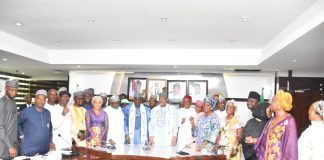 The Minister of Agriculture and Food Security, Sen Abubakar Kyari (C) , Minister of State for Agriculture and Food Security, Sen Dr Aliyu Sabi Abdullahi ( on the right hand side of the Hon. Minister and other stakeholders during the inauguration.