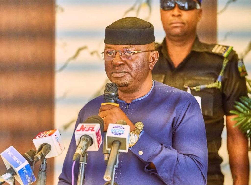 The Honourable Minister of Water Resources and Sanitation, Engr. Prof. Joseph Terlumun Utsev, FNSE, briefing the press earlier today in Abuja on the 2026 World Rivers Day Commemoration.