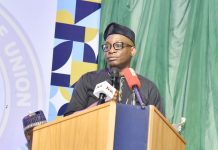 Director-General/CEO, Bureau of Public Procurement (BPP), Dr. Adebowale A. Adedokun, FCIPS delivering his presentation during his award by the Nigeria Civil Service Union in Abuja.