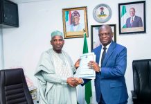 L-R: Ag. Permanent Secretary, Finance, Mohammed Sanusi Danjuma, and former Permanent Secretary, Finance, Raymond Omachi.