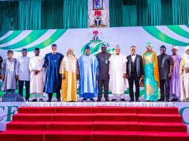 *66TH NIGERIA’S INDEPENDENCE ANNIVERSARY PUBLIC LECTURE* The President of the Federal Republic of Nigeria, President Bola Ahmed Tinubu, represented by the Secretary to the Government of the Federation, Senator George Akume, CON, joined the Honourable Minister of Information and National Orientation, Mohammed Idris, fnipr; Special Adviser to the President on Policy Coordination and Head of the Central Results Delivery Coordination Unit (CRDCU), Hadiza Bala Usman; Head of the Civil Service of the Federation, Mr. Abel Olumuyiwa Enitan; Minister of State for Foreign Affairs, Ambassador Sola Enikanolaiye; Minister of State for Petroleum Resources (Gas), Rt. Hon. Ekperikpe Ekpo; Minister of Water Resources and Sanitation, Engr. Prof. Joseph Terlumun Utsev; Minister of State for Regional Development, Uba Maigari Ahmadu; and other dignitaries at the 66th Nigeria’s Independence Anniversary Public Lecture, themed “Consolidating Nigeria’s Reform for Shared Prosperity,” on September 30, 2026, in Abuja. Photo: Khalid Ahmed/FMINO.