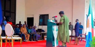 *Taraba State Governor,Dr Agbu Kefas delivering the speech on the occasion of 1st October*