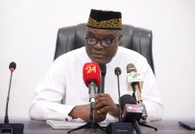 The Honourable Minister of Police Affairs Sen. Dr. Ibrahim Gaidam represented by the Permanent Secretary,Police Affairs Dr. Ogbonnaya Anuma Nlia addressing members of Police Retired Officers Forum ( PROF)in the Ministry during their visit to the Honourable Minister.