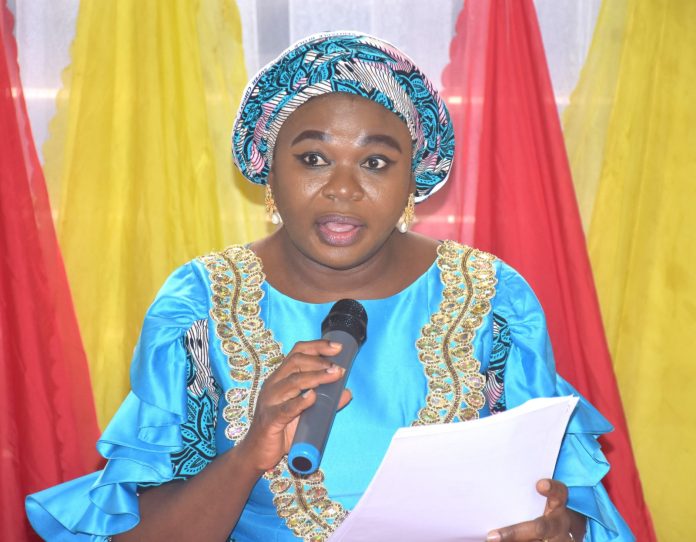 Ag. National Coordinator/CEO of the SERVICOM Office, Mrs. Helen Lawal delivering her keynote address during her flag-off tour of the 2026 International Customer Service Week at the Nigerian Airspace Management Agency (NAMA) on 6th October, 2026 in Abuja.