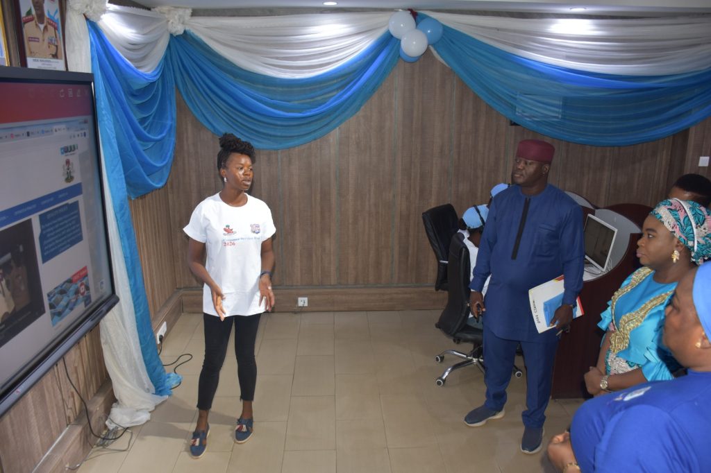 Ag. National Coordinator/CEO of the SERVICOM Office, Mrs. Helen Lawal on tour of the customer call center of the Federal Road Safety Corps during her flag-off tour of the 2026 International Customer Service Week at the Corps Headquarters on 6th October, 2026 in Abuja.