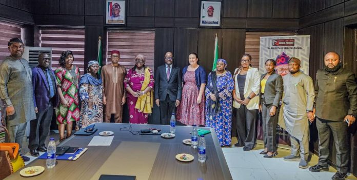 Middle: The Honourable Minister of Humanitarian Affairs and Poverty Reduction, Dr. Bernard M Doro, left, the permanent secretary, Mr. Olubunmi Olusanya, to the right of the minister is the UNDP Coordinator in Nigeria Ms Elsie Attafuah and UNOCHA , Ms Danielle Parry when the Later visited the Minister in his office.