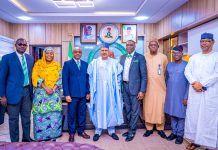 *COURTESY VISIT BY THE NIGERIAN INSTITUTE OF CHARTERED ARBITRATORS* (L–R) Staff, Nigerian Institute of Chartered Arbitrators (NICArb), Emmanuel Kwaya; Co-Chairman, NICArb, Hajiya Hassana Bala; Chief Operating Officer, NICArb, Mr. Williams Odah; Honourable Minister of Information and National Orientation, Mohammed Idris, fnipr; Chairman of the Nigerian Institute of Chartered Arbitrators 2026 Investiture & Awards Night Ceremony, Mr. Dapo Akinosun, SAN; Director-General, News Agency of Nigeria (NAN), Ali M. Ali; Member, NICArb, Prof. Oladele Akogan; and Director-General, Nigerian Television Authority (NTA), Comrade Salihu Abdulhamid Dembos, fnipr, during a courtesy visit by the Nigerian Institute of Chartered Arbitrators to the Honourable Minister on October 7, 2026, in Abuja. Photo: Khalid Ahmed/FMINO.