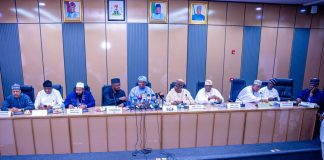 *NORTH CENTRAL GRASSROOTS MOBILISATION NETWORK FOR TINUBU AND SHETTIMA RE-ELECTION* (L–R) Honourable Minister of Information and National Orientation, Mohammed Idris, fnipr; Deputy Governor of Benue State, Barr. Sam Ode, mni; Governor of Niger State, Mohammed Umaru Bago; APC National Chairman, Prof. Nentawe Yilwatda; Secretary to the Government of the Federation, Senator George Akume, CON; Governor of Nasarawa State, Engr. Abdullahi A. Sule; and other dignitaries, including Deputy Governor of Nasarawa State, Dr. Emmanuel Akabe, and Permanent Secretary, General Services Office, Office of the Secretary to the Government of the Federation, Dr. Ibrahim Abubakar Kana, mni, during the North Central Grassroots Mobilisation Network for Tinubu and Shettima Re-election event on October 8, 2026, in Abuja. Photo: Khalid Ahmed/FMINO.