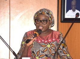 Ag. National Coordinator/CEO of the SERVICOM Office, Mrs. Helen Lawal presenting her keynote Address during the Celebration of 2026 International Customer Service Week at the Nigeria Deposit Insurance Corporation (NDIC) on 8th October, 2026 in Abuja.