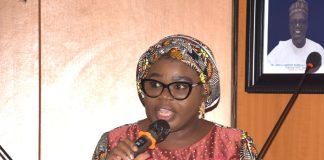 Ag. National Coordinator/CEO of the SERVICOM Office, Mrs. Helen Lawal presenting her keynote Address during the Celebration of 2026 International Customer Service Week at the Nigeria Deposit Insurance Corporation (NDIC) on 8th October, 2026 in Abuja.
