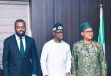 R–L: Mr. Olubunmi Olusanya, Permanent Secretary; Dr. Bernard M. Doro, Honourable Minister of Humanitarian Affairs and Poverty Reduction; and Mr. Ayodeji Oludare Sotinrin, Managing Director/Chief Executive Officer of the Bank of Agriculture (BOA), during the inauguration of the Technical Working Committee on the Bank of Agriculture’s proposal for a partnership under the Renewed Hope Resilient Livelihood Pathways Programme.