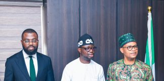 R–L: Mr. Olubunmi Olusanya, Permanent Secretary; Dr. Bernard M. Doro, Honourable Minister of Humanitarian Affairs and Poverty Reduction; and Mr. Ayodeji Oludare Sotinrin, Managing Director/Chief Executive Officer of the Bank of Agriculture (BOA), during the inauguration of the Technical Working Committee on the Bank of Agriculture’s proposal for a partnership under the Renewed Hope Resilient Livelihood Pathways Programme.