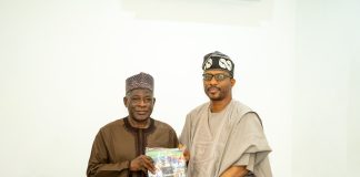 L-R: The MD/CEO, North-West Development Commission, Prof. Shehu Abdullahi Ma’aji being presented request for partnership documents by the Kano State Commissioner for Rural and Community Development, Dr. Abdulqadir Abdussalam.