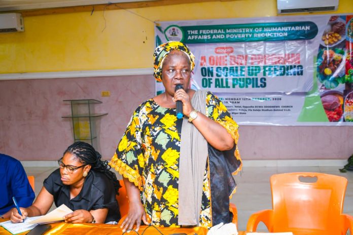 The representative of the permanent secretary, Deputy Director, Nutrition. Mrs Mfawa Tom Usani. Giving her remarks during the programme.