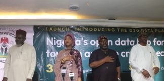 L–R: Abdulkarim Ozi Ibrahim, Permanent Secretary, Federal Ministry of Art, Culture, Tourism and the Creative Economy; Hon. Hannatu Musa Musawa, Honourable Minister of Art, Culture, Tourism and the Creative Economy; Imran Garba Duba, Special Adviser to the President on Partnerships and Innovation; Obi Asika, Director General, National Council for Arts and Culture (NCAC); and Olumide Olayomi, Vice President, Cavista Holdings, at the official launch of the D30 Data Platform today in Abuja.