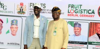 L- R, the CEO ABG Paulas, Mr. Ambrose Okojie and the Permanent Secretary, FMAFS, Dr Marcus Olaniyi Ogunbiyi during the Pre-Summit Meeting for Fruit Logistica 2027.