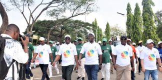 The Permanent Secretary, FMAFS, Dr Marcus Olaniyi Ogunbiyi(C) and other stakeholders during the Walk and Sensisization rally for the celebration of 2026 World Food Day