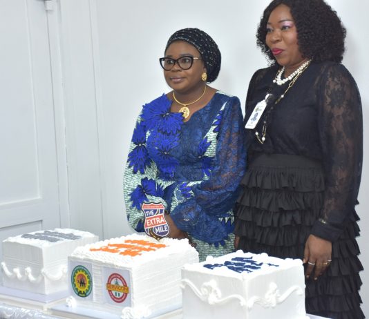 Ag. National Coordinator/CEO of the SERVICOM Office, Mrs. Helen Lawal and NUPRC’s Director of Host Communities, Mrs. Ejiro Ufondu, during the celebration of 2026 Customer Service Week at the Commission Headquarters in Abuja on 20th October, 2026.