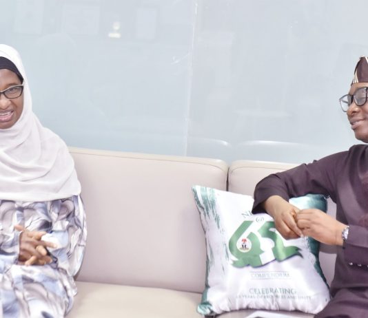 Right: Director-General/CEO, Bureau of Public Procurement (BPP) Dr. Adebowale A. Adedokun, FCIPS engaging in a discussion with the Vice-Chancellor, Nasarawa State University (NSU), Keffi, Prof. Sa'adatu H. Liman, during her visit to the BPP office in Abuja