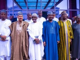 *LAUNCH OF MEDIA TRUST AI-POWERED CONVERGED NEWSROOM* (L–R) The Director-General of the News Agency of Nigeria (NAN), Ali M. Ali; the Honourable Minister of Information and National Orientation, Mohammed Idris, fnipr; Chairman of Media Trust Group, Kabiru Yusuf; the Deputy President of the Senate, Senator Barau I. Jibrin, CFR; the Deputy Governor of Gombe State, Dr. Manassah Daniel Jatau; and the Group Chief Executive Officer of Media Trust Group, Mallam Ibrahim Shekarau, during the launch of Media Trust’s AI-powered Converged Newsroom on October 22, 2026, in Abuja. Photo: Khalid Ahmed/FMINO.
